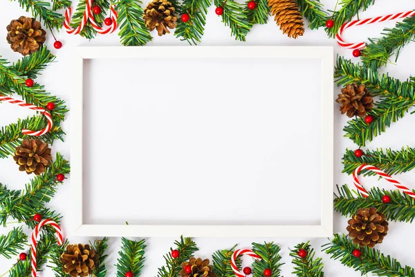 Feliz Ano Novo Dia Natal Vista Superior Plana Composição Decoração — Fotografia de Stock