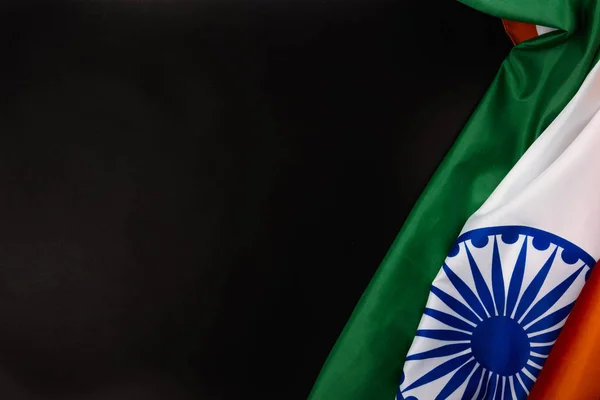 Indian Republic Day Flat Lay Top View Indian Flag Black — Stock Photo, Image