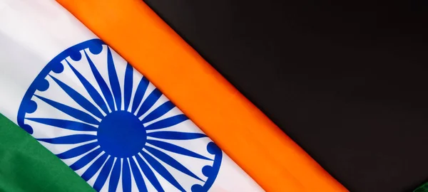 Indian Republic Day Flat Lay Top View Indian Flag Black — Stock Photo, Image