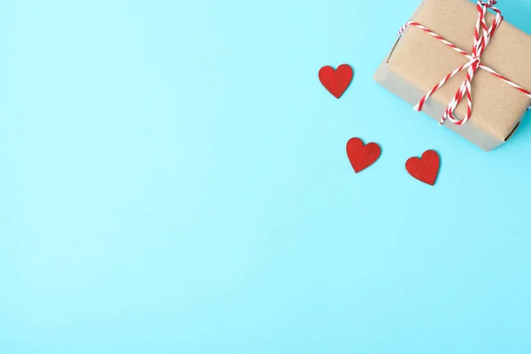 Концепція Дня Святого Валентина Вид Зверху Лежить Скринька Подарунками Червоне — стокове фото