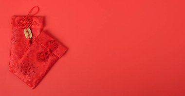Çin Yeni Yıl Festivali konsepti, düz konsept, Kırmızı zarflı Mutlu Çin Yeni Yılı (Karakter 