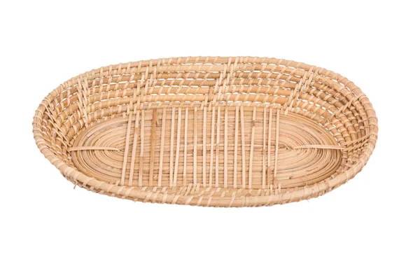 Wood Basket Wicker Wooden Handmade Degree View Isolate White Background — Stock Photo, Image