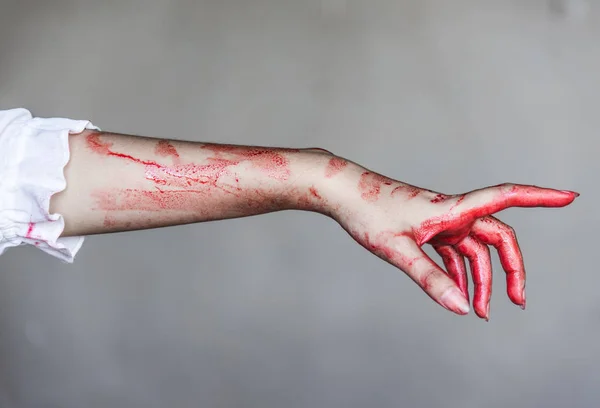 Ghost Woman Zombie Stretching Bloody Hands Halloween Concept — 스톡 사진