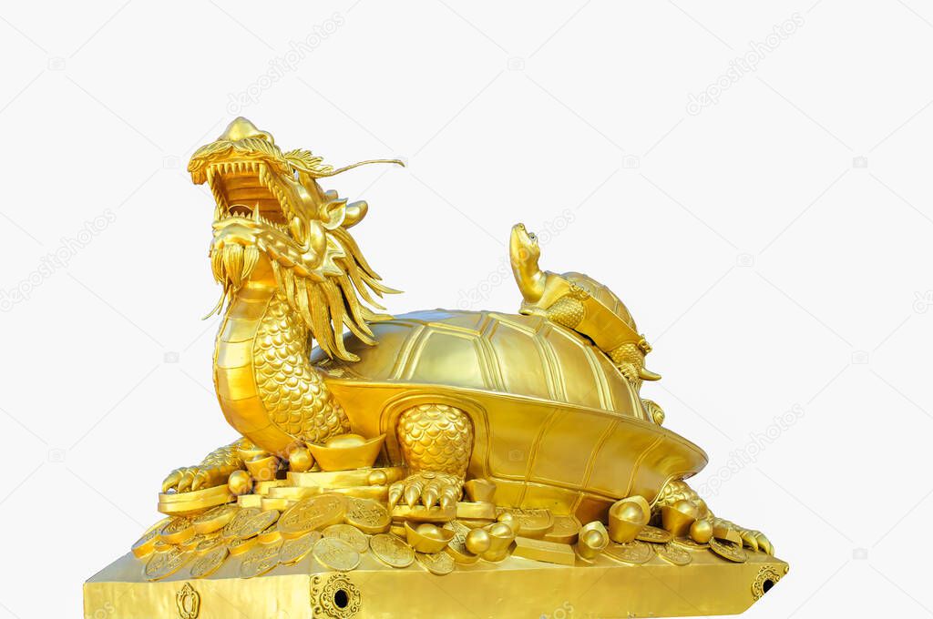 Dragon Turtle statue on white background