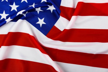 Başkanlık Günü Konsepti, düz üst görünüm, Amerika Bayrağı arkaplanı metin için kopyalama alanı