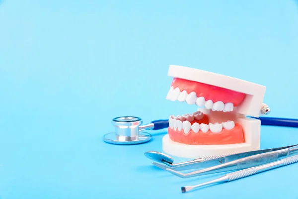 Hygiène Dentaire Santé Concept Dents Blanches Outils Dentaires Pour Les — Photo