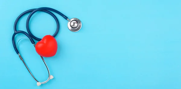 Doctor Day Concept Flat Lay Top View Stethoscope Red Hearts — Stock Photo, Image