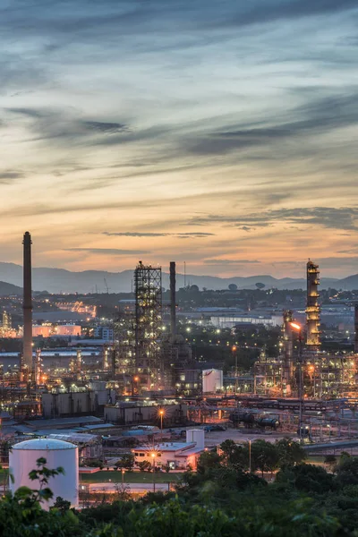 Oil Refinery factory in the morning and Sunrise, Petroleum, petrochemical plant