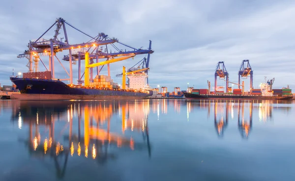 Containers Loading Shipping Crane Dark Trade Port — Stock Photo, Image