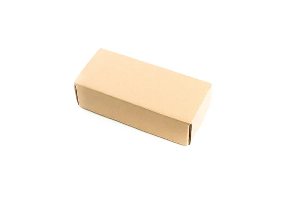 Boîte Carton Isolée Sur Fond Blanc — Photo