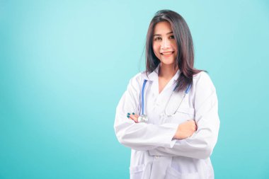 Portrait asian beautiful doctor woman smiling her standing with 