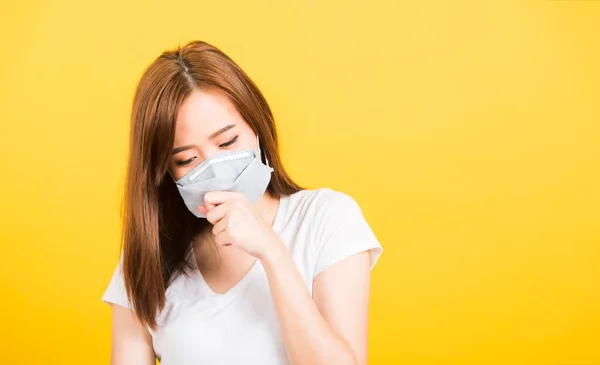 Aziatisch Gelukkig Portret Mooi Schattig Jong Vrouw Tiener Staande Slijtage — Stockfoto