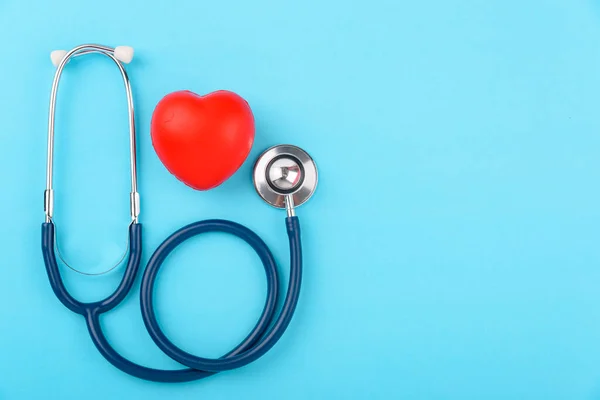 Doctor Day Concept Flat Lay Top View Stethoscope Red Hearts — Stock Photo, Image