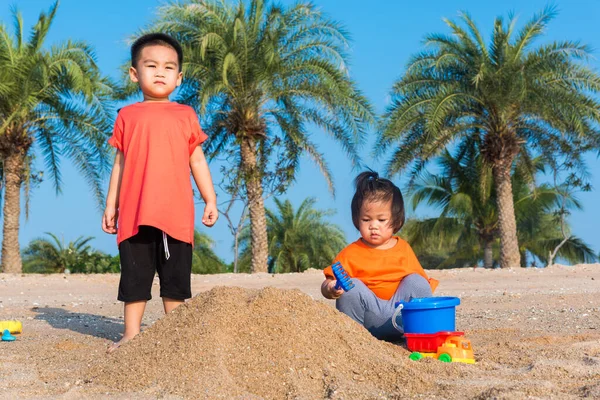 Asiática Tailandesa Feliz Lindo Poco Alegre Hermano Hermana Dos Niños — Foto de Stock