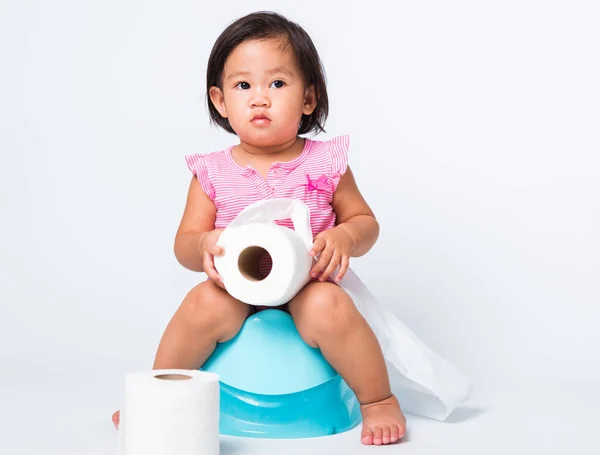 Asiatische Kleine Süße Baby Kind Mädchen Ausbildung Zum Sitzen Auf — Stockfoto