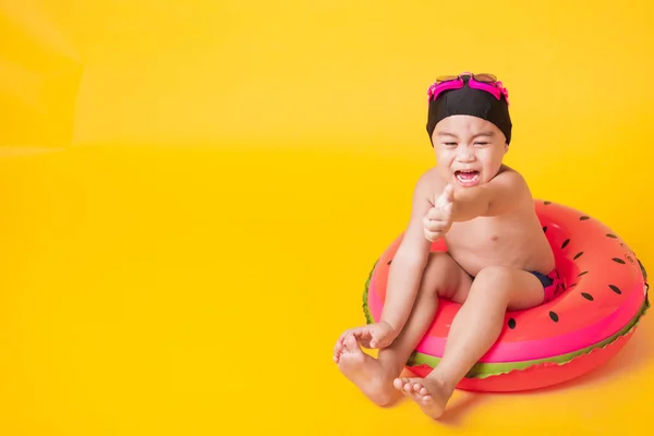 Zomervakantie Concept Portret Aziatisch Gelukkig Schattig Kind Jongen Dragen Bril — Stockfoto