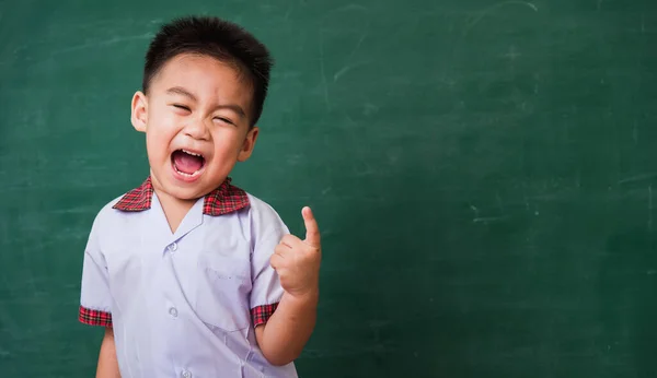 Volta Escola Feliz Asiático Engraçado Bonito Criança Menino Jardim Infância — Fotografia de Stock