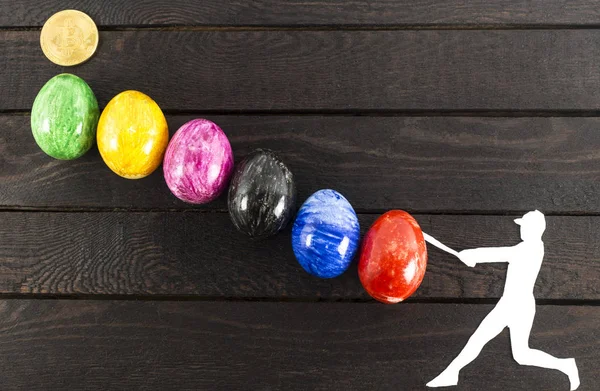 düşen bitcoin kavramı - beyzbol oyuncu isabet yumurta.