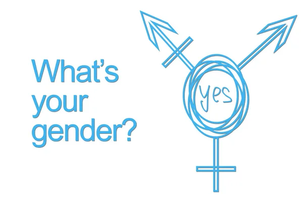 Desenhado símbolo Intersex e transexual. Texto: Qual é o seu gênero  . — Fotografia de Stock