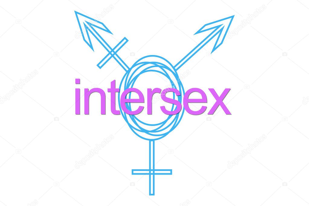 drawn Intersex and transgender symbol with text in the center: INTERSEX.