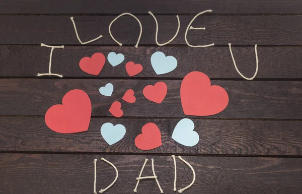 Formando la parola: amo DAD su sfondo di legno — Foto Stock