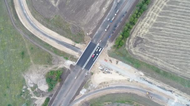Work Laying Asphalt Aerial Photography Video Repair Road View Top — 비디오