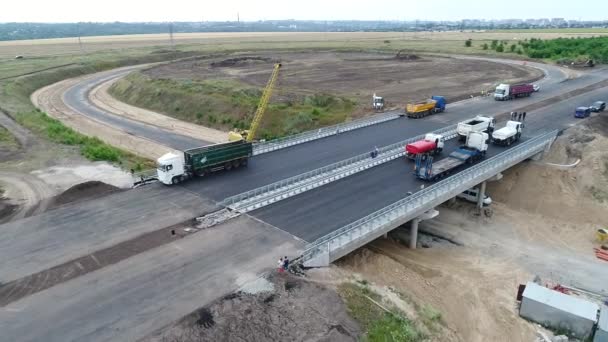 Trabalho Colocação Asfalto Vídeo Fotografia Aérea Reparação Estrada Vista Cima — Vídeo de Stock