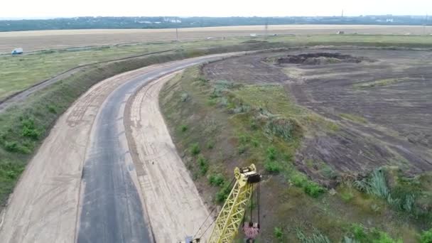 Work Laying Asphalt Aerial Photography Video Repair Road View Top — 비디오