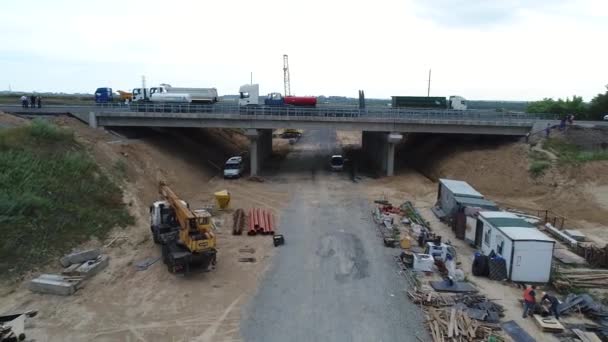 Trabajar Colocación Asfalto Vídeo Fotografía Aérea Reparación Carretera Vista Desde — Vídeos de Stock