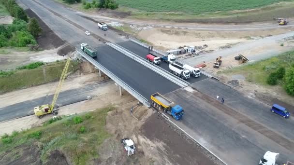 Trabajar Colocación Asfalto Vídeo Fotografía Aérea Reparación Carretera Vista Desde — Vídeo de stock