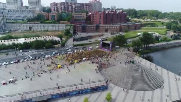 Dnipro Ucrania Antena Del Festival Colores Holi Cámara Lenta Personas — Vídeo de stock