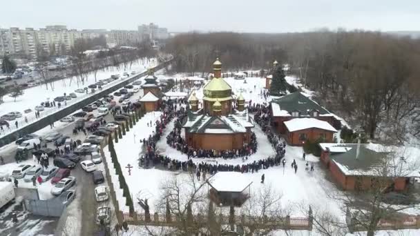 Templo Honor Icono Madre Dios Iverskaya Aerial View Air Shoot — Vídeo de stock