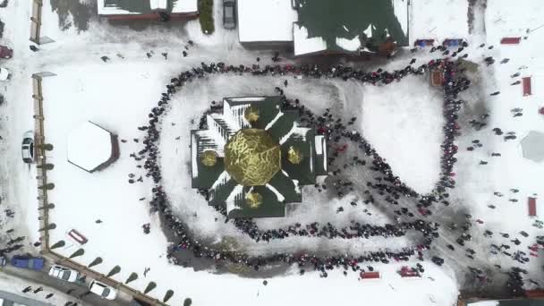 Templo Honor Icono Madre Dios Iverskaya Aerial View Air Shoot — Vídeo de stock