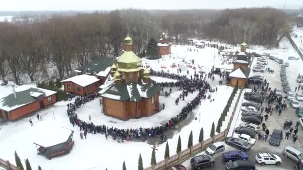 Templo Honor Icono Madre Dios Iverskaya Aerial View Air Shoot — Vídeo de stock