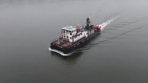 Barge Loaded Scrap Metal Waste Floating Water Surface Transportation Recyclable — 비디오