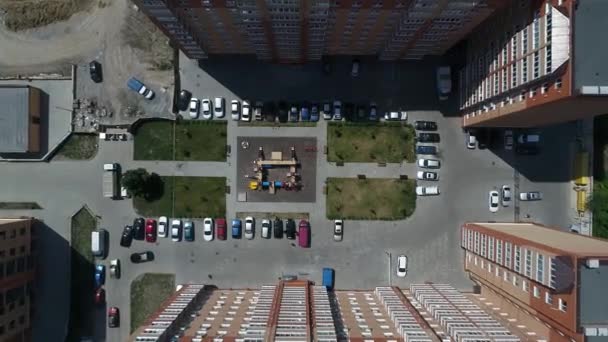 Aerial Drone Flight Footage Picturesque View Cityscape Dengan Pusat Bisnis — Stok Video