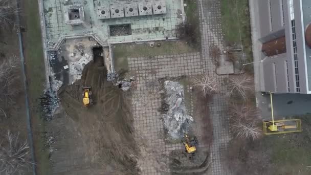 Ontmanteling Van Het Monument Dnjepr Oekraïne Buurt Van Meteoriet Luchtfoto — Stockvideo