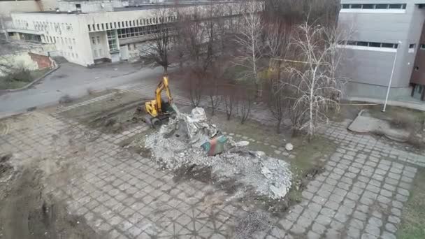 Ontmanteling Van Het Monument Dnjepr Oekraïne Buurt Van Meteoriet Luchtfoto — Stockvideo