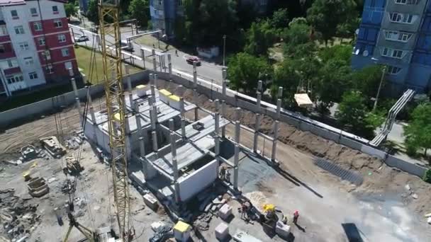 Construction Site Bird Eye Megacity New House New Residential Complex — ストック動画