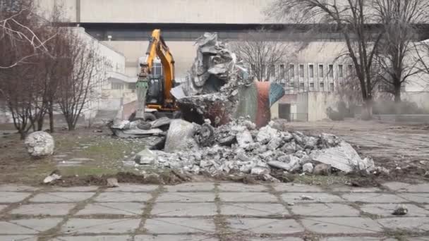 Demontaż Pomnika Dniepr Ukraina Pobliżu Meteorytu Panoramiczny Widok Tpo Latające — Wideo stockowe