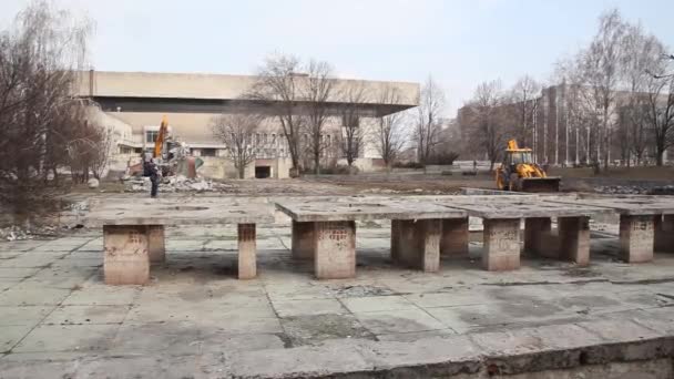 Desmantelamento Monumento Dnieper Ucrânia Perto Meteorito Aéreo Panorâmico Tpo Vista — Vídeo de Stock