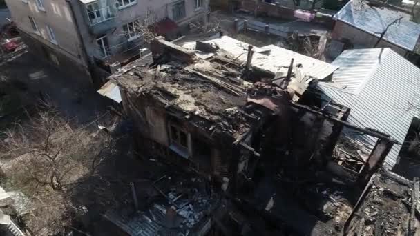 Ein Haus Fängt Feuer Mit Viel Rauch Haus Verbrennt Viel — Stockvideo