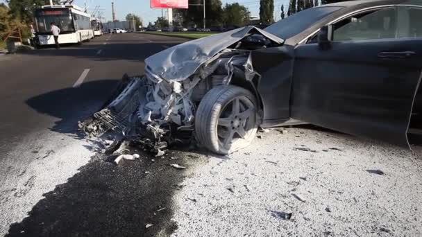 Letecký Pohled Dopravní Nehodu Dnipro Bezpečnost Silničního Provozu Proudící Auta — Stock video