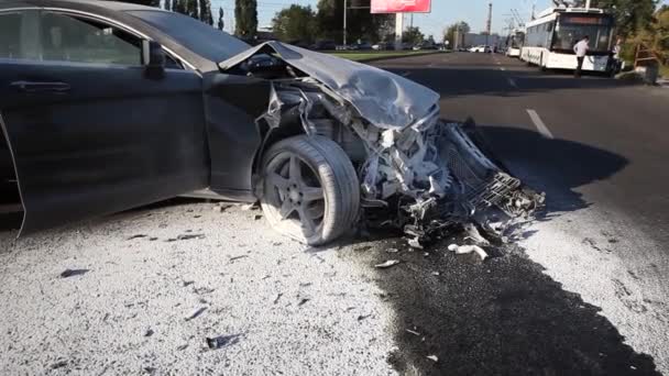 Flygfoto Över Trafikolyckan Dnipro Trafiksäkerhet Flödande Bilarna Stadens Centrum Osäker — Stockvideo