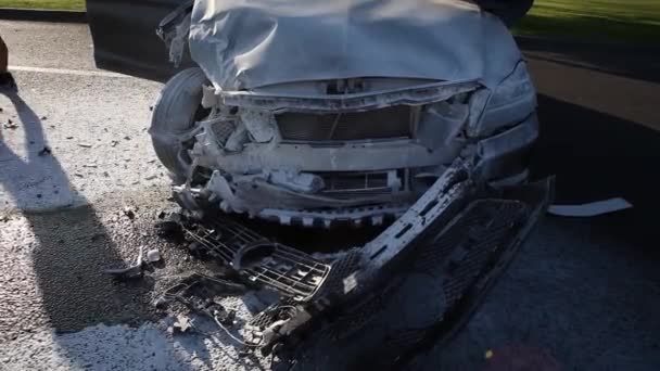 Luchtfoto Van Het Verkeersongeval Dnipro Verkeersveiligheid Stromende Auto Het Centrum — Stockvideo