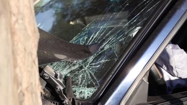 Luchtfoto Van Het Verkeersongeval Dnipro Verkeersveiligheid Stromende Auto Het Centrum — Stockvideo