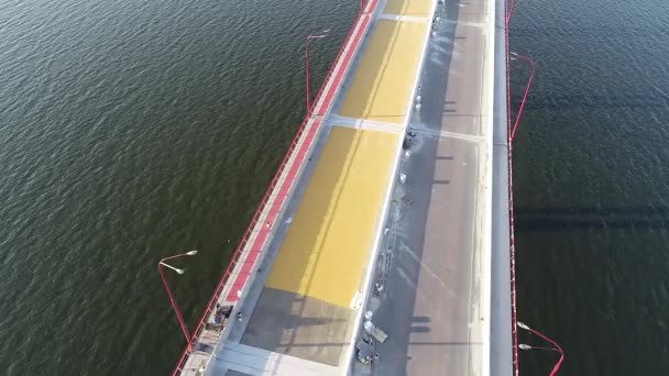 Ремонт Нового Моста Днепра Украина Лети Над Мостом — стоковое видео