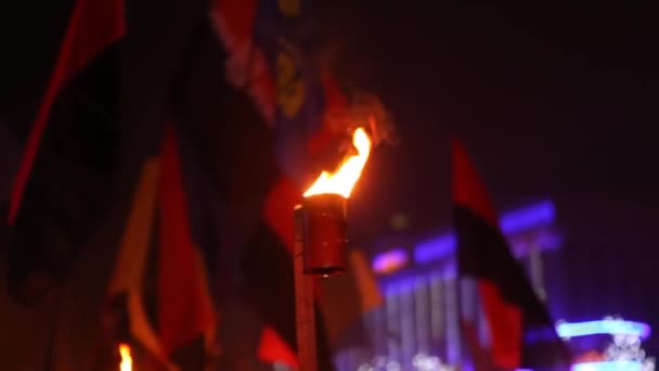 Ukraine Dnepr Dnipro Torchlight Procession Aérienne Panoramique Vue Dessus Copter — Video