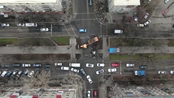 Ukraine Dnipro Männer Arbeiten Hart Straßenbau 2019 Dnepr — Stockvideo