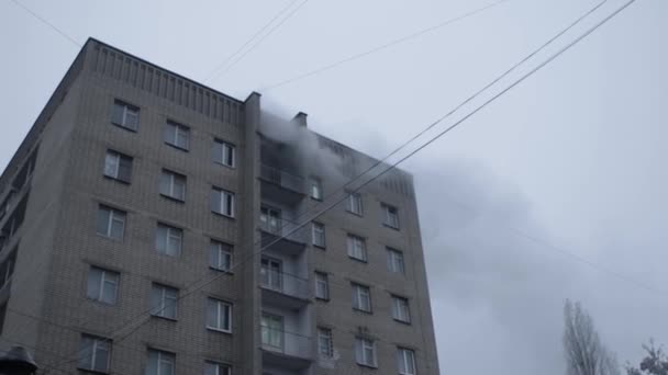 Edificio Appartamenti Generico Che Stabilisce Facciata Esterna Giorno Girato Sopra — Video Stock